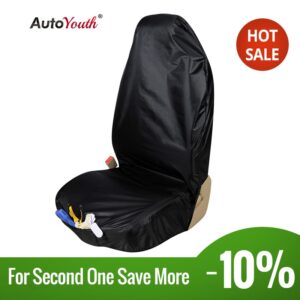 AUTOYOUTH Premium Waterproof Bucket Seat Cover (1 Piece) Universal Fit for Most of Cars Trucks Suvs Black Car Seat Protector