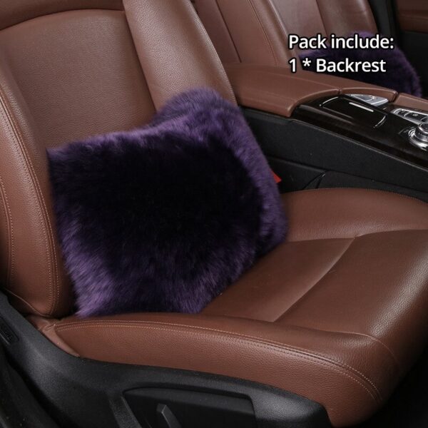 AUTOYOUTH Car Seat Cover with Australian Pure Wool Car Seat Cushion with Fur Headrest, Back Holder Purple