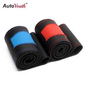 AUTOYOUTH Steering Covers DIY Microfiber Leather Car Steering Wheel Cover Handmade Braid Auto Interior Accessories