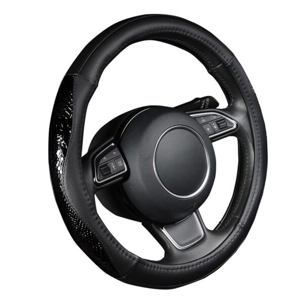 Car Steering Wheel Cover Pu Leather Universal Fit 37 to 38CM Sport Grip Honeycomb Design Breathable Antiskid Sporty Racing Style