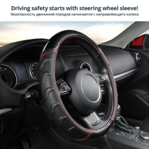 AUTOYOUTH Willow Patterned Massage Car Steering Wheel Cover Soccer Pattern Splice Light Leather Universal Fits Most Car Styling