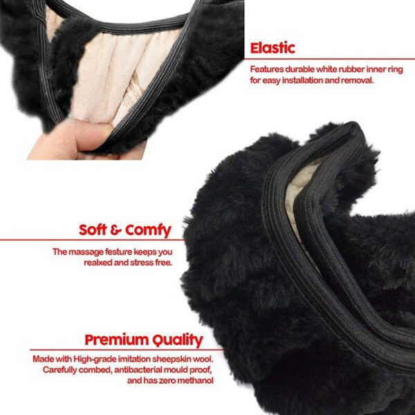 AUTOYOUTH Artificial plush Steering Wheel Cover Classic Black Car Wheel Protector Soft Comfortable 38cm/15inch Pure hand-made