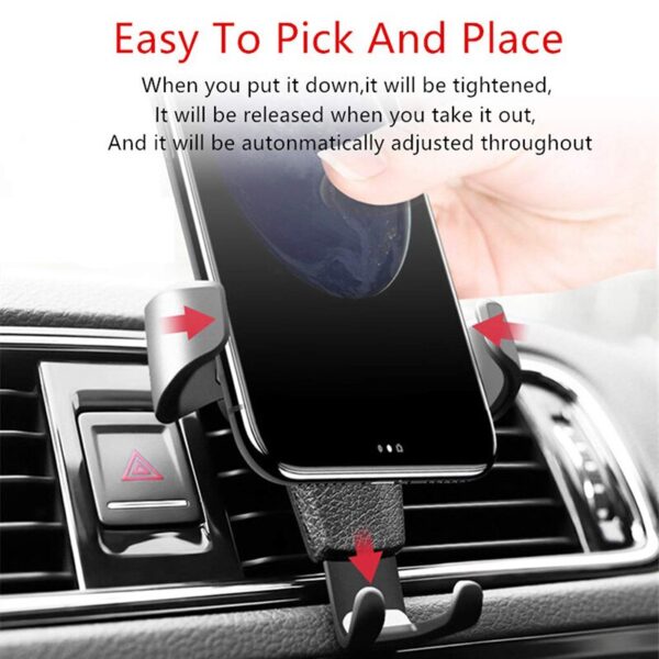 Universal Car Phone Holder Gravity Sensing Lazy Mobile Phone Clip Air Outlet Buckle for Car Compatible with Most Smartphones