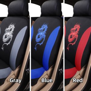 AUTOYOUTH 9PCS Universal Fit Car Seat Covers With Dragon Pattern Detail Styling 100% Breathable Car Seat Protector Car interior