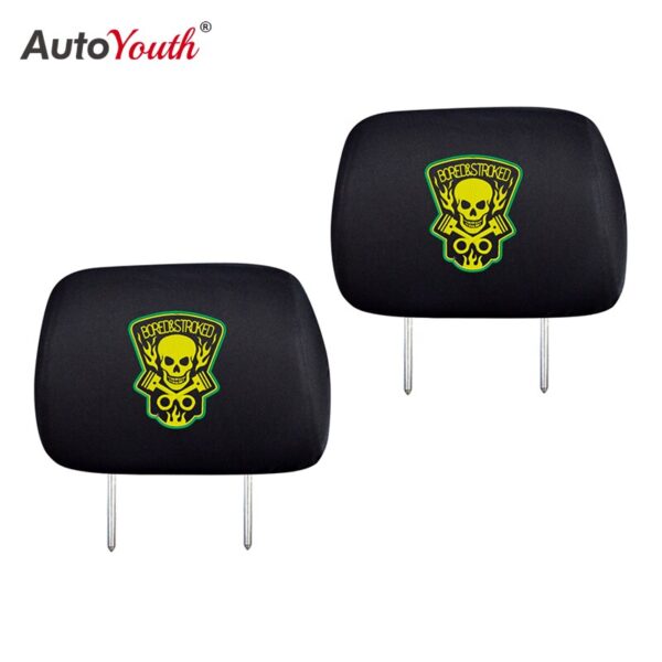 AUTOYOUTH Individuality Car Seat Headrest Cover Skull Pattern 3 Colors Optional Universal Headrest Cover Car Interior